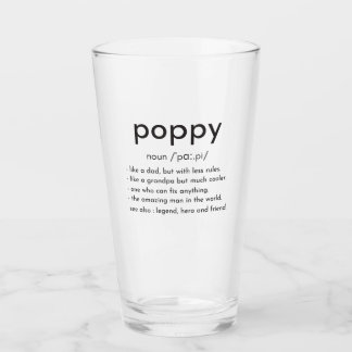 Poppy definition funny grandpa Father's day Glass