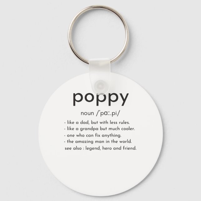 Poppy definition funny grandpa Father's day Key Ring (Front)