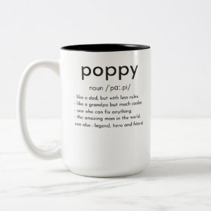 Poppy definition funny grandpa Father's day Two-Tone Coffee Mug
