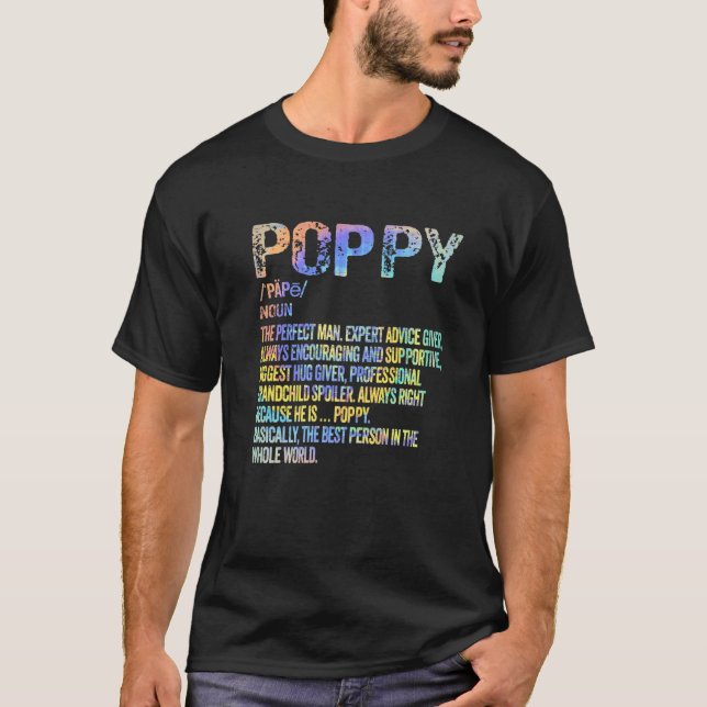 Poppy Definition Grandfather Grandpa Father's Day T-Shirt (Front)