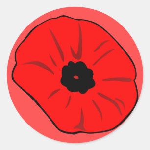 Poppy drawing classic round sticker