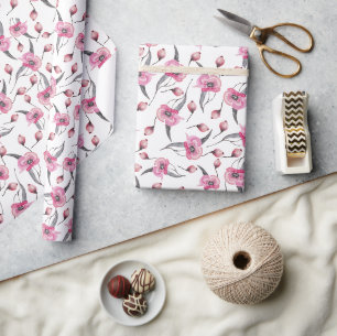 Poppy Dream Watercolor Pattern Wrapping Paper