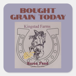Poppy eats grain feed bag add square sticker