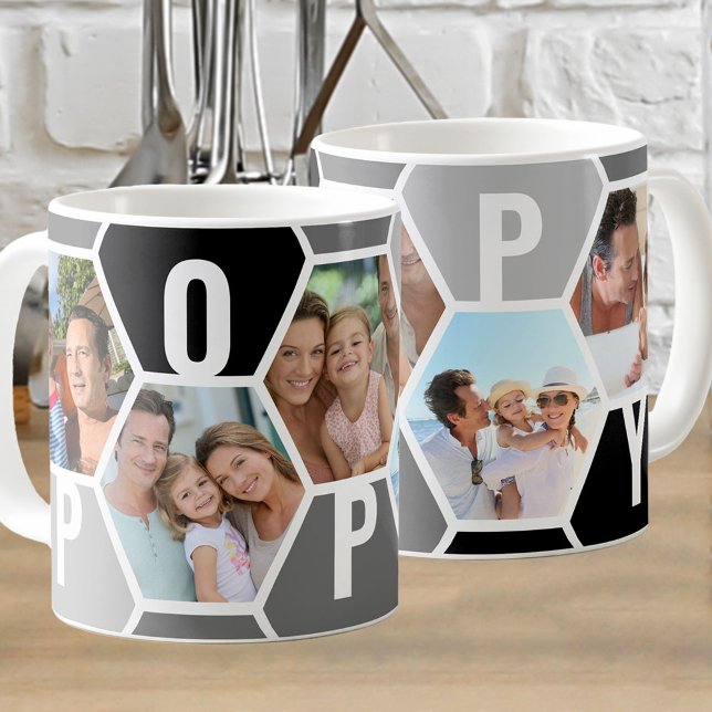 Poppy Editable 5 Photo 5 Letter Honeycomb Coffee Mug (Creator Uploaded)