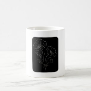 Poppy Elegance – Minimalist Floral Line Art Coffee Mug