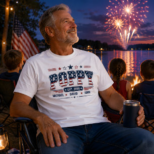 Poppy Est 2026 USA Patriotic Flag Custom Kids Name T-Shirt