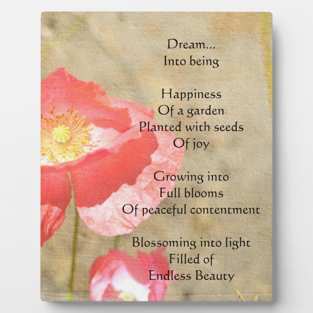 Poppy Expressions Happiness Poem Photo Plaque (Front)