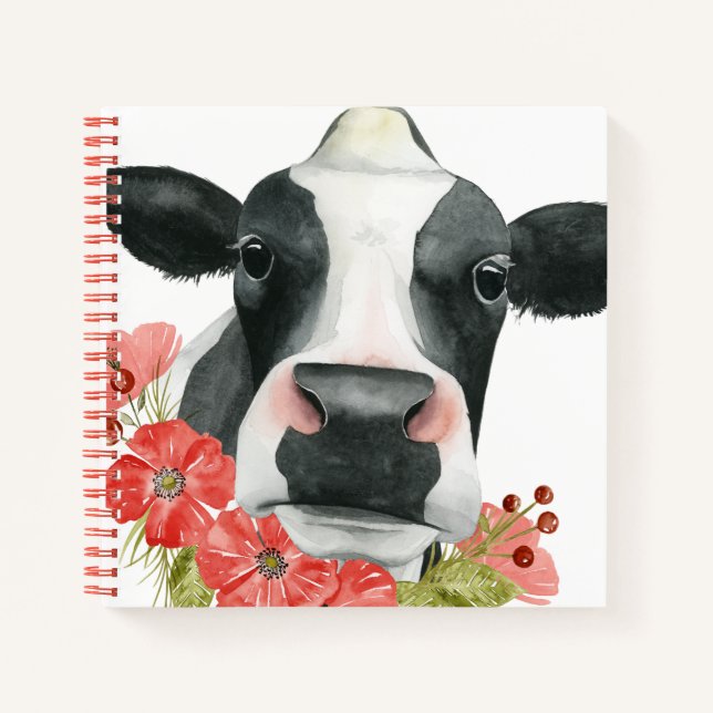 Poppy Farm - Cow with Flowers Notebook (Front)