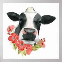 Poppy Farm - Cow with Flowers