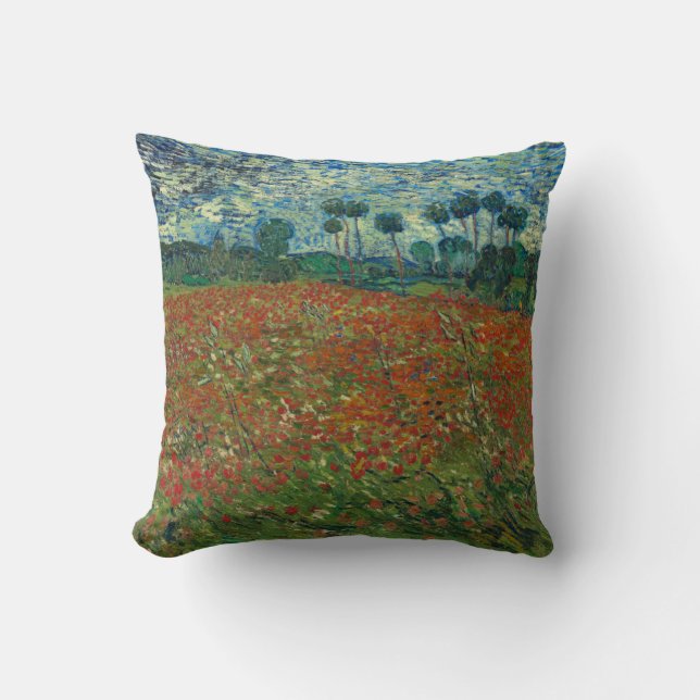 Poppy Field by Vincent Van Gogh Cushion (Front)