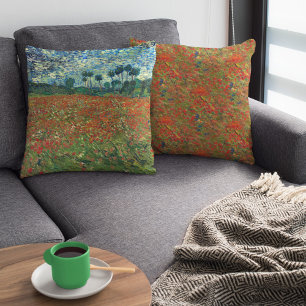 Poppy Field by Vincent Van Gogh  Cushion