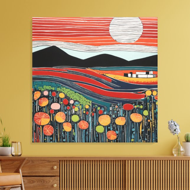Poppy Field Canvas Print (Insitu(LivingRoom))