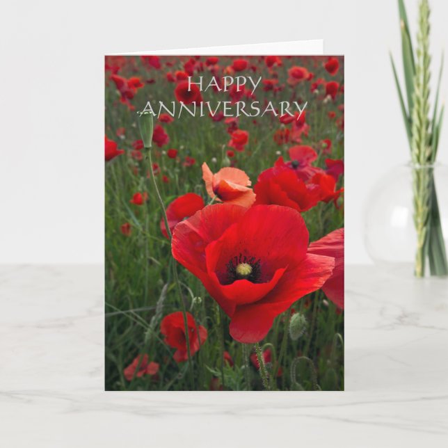 Poppy Field Happy Anniversary Card (Front)