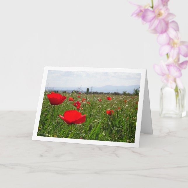 Poppy Field Landscape Card (Orchid)
