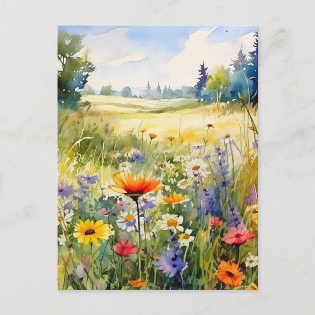 Poppy Field Landscape Postcard (Front)