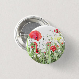 Poppy field Nature blooms flowers 3 Cm Round Badge