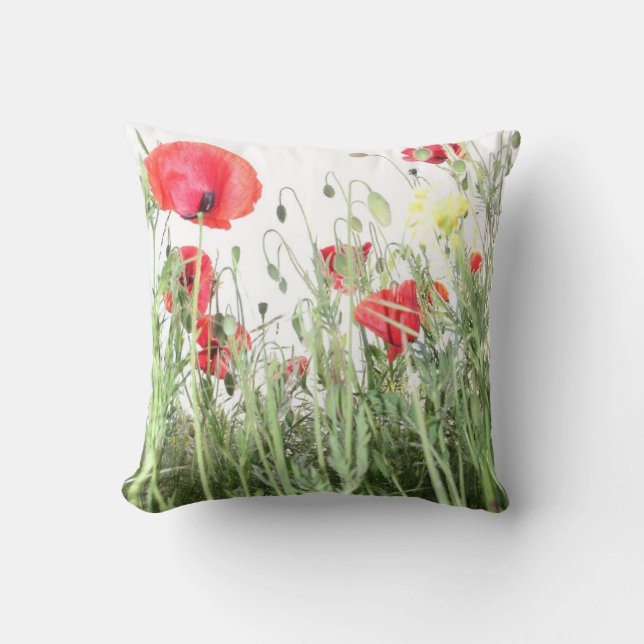  Poppy field Nature blooms flowers  Cushion (Front)