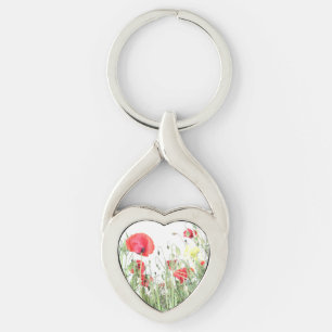  Poppy field Nature blooms flowers   Key Ring