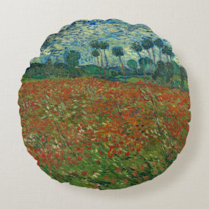 Poppy Field - Vincent van Gogh Round Cushion