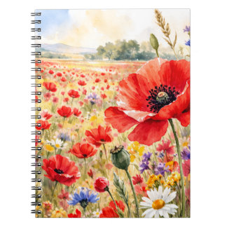 Poppy Field - Watercolour Poppy Notebook