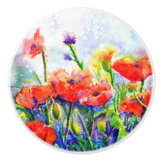 Poppy Fields Ceramic Knob