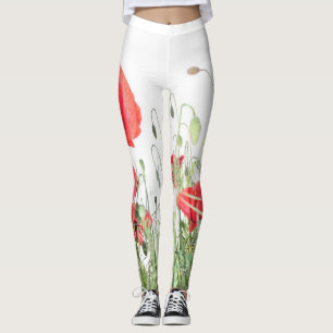 Poppy fields flowers Sun Nature blooms Heart  Leggings