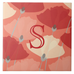 Poppy Fields Monogram Tile
