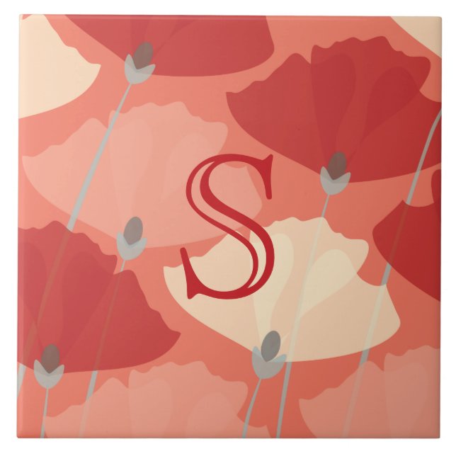Poppy Fields Monogram Tile (Front)