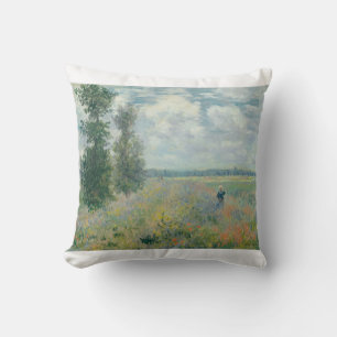 Poppy Fields near Argenteuil by Claude Monet Cushion