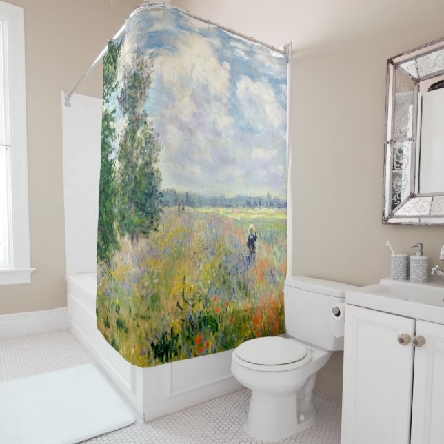 Poppy Fields near Argenteuil by Claude Monet Shower Curtain (In Situ)