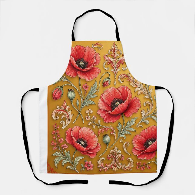 Poppy fleur golden design apron (Front)