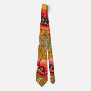 Poppy fleur golden design tie
