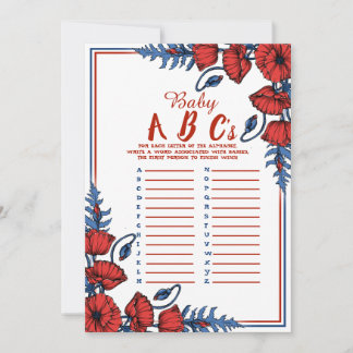 Poppy Floral Baby Shower Baby ABC's Game Invitation