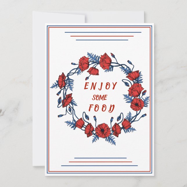 Poppy Floral Baby Shower Enjoy Some Food Invitation (Front)