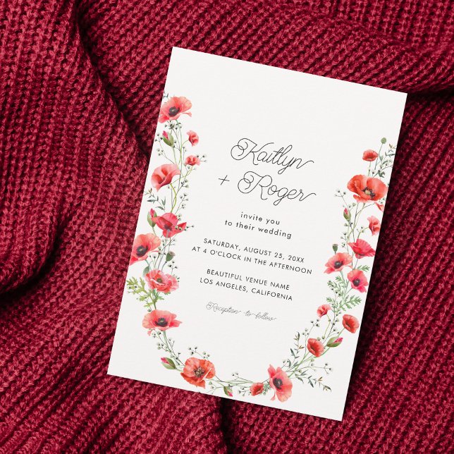 Poppy Floral Frame Spring Flower Botanical Wedding Invitation (Creator Uploaded)