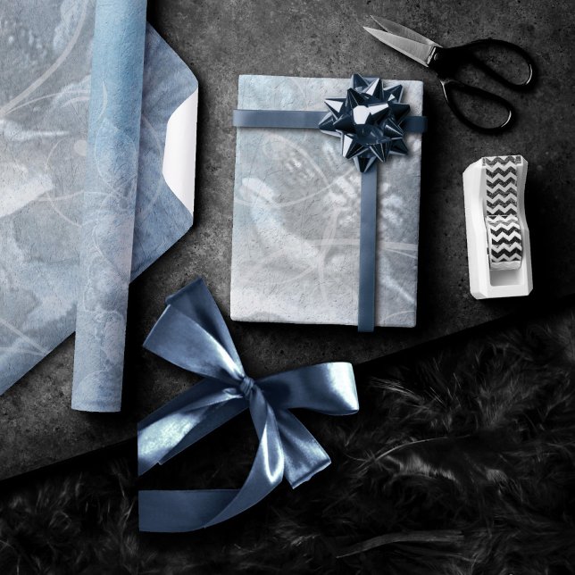 Poppy Floral | Gorgeous Blue Dusty Hued Flower Wrapping Paper (Creator Uploaded)