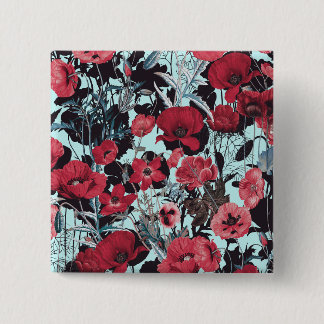 Poppy Floral Pattern 15 Cm Square Badge