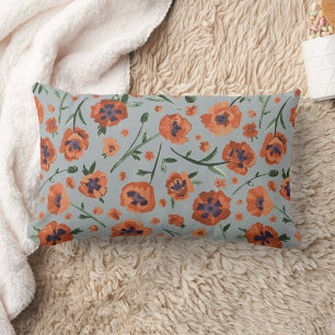 Poppy  Floral Pattern Decor Lumbar Cushion