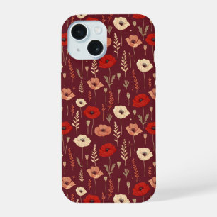 Poppy Floral Pattern iPhone 15 Case
