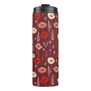 Poppy Floral Pattern Thermal Tumbler