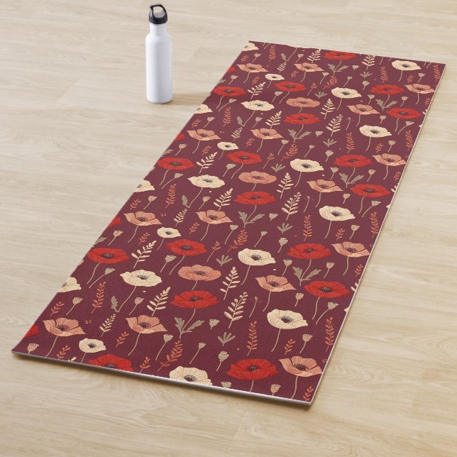 Poppy Floral Pattern Yoga Mat (In Situ)
