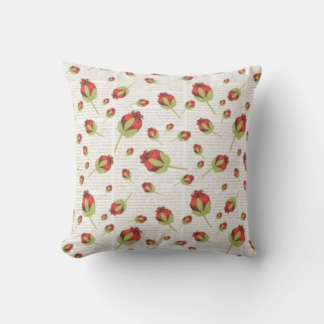 Poppy Floral Print throw pillow (Front)