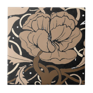 Poppy Flower Art Nouveau tile