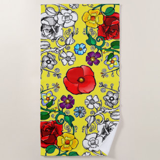Poppy Flower Carpet Beach Towel