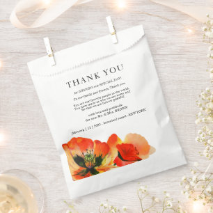 Poppy Flower Elegant Simple Wedding Thank You Favour Bags