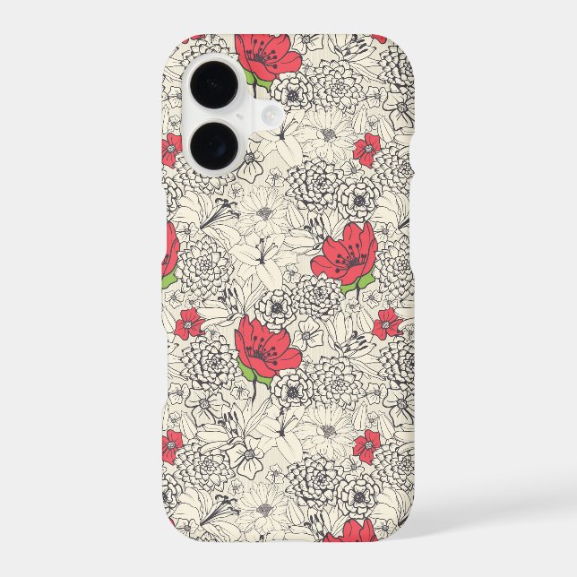Poppy Flower Garden Pattern iPhone Case (Back)