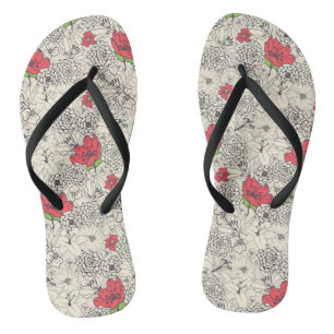 Poppy Flower Garden Pattern Jandals