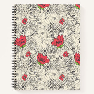 Poppy Flower Garden Pattern Notebook