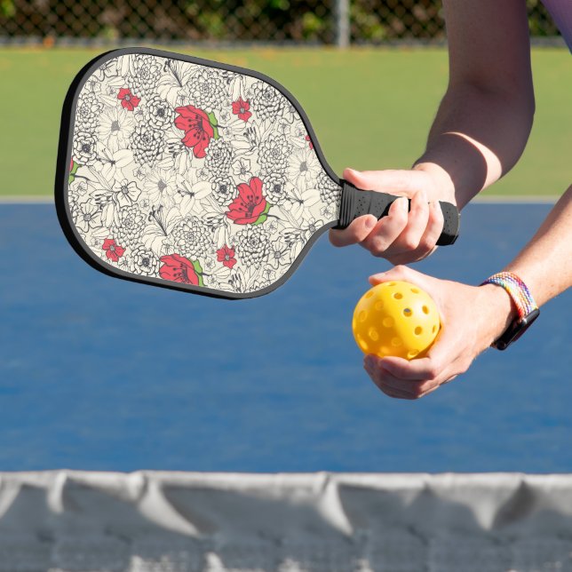 Poppy Flower Garden Pattern Pickleball Paddle (Insitu)