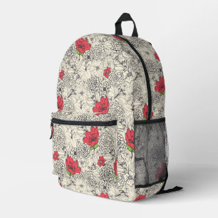 Poppy Flower Garden Pattern Printed Backpack
